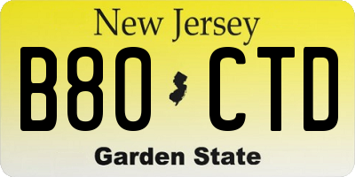 NJ license plate B80CTD