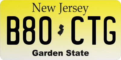 NJ license plate B80CTG