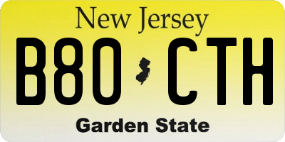 NJ license plate B80CTH