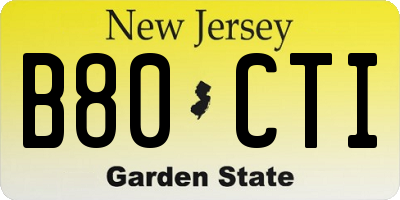 NJ license plate B80CTI
