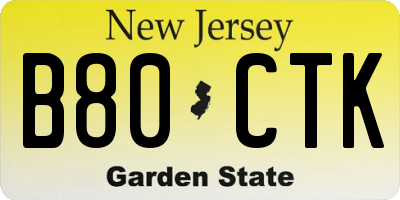 NJ license plate B80CTK
