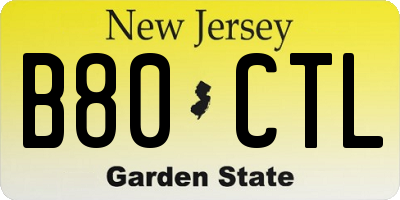NJ license plate B80CTL