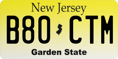 NJ license plate B80CTM