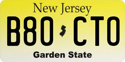 NJ license plate B80CTO