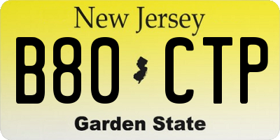 NJ license plate B80CTP