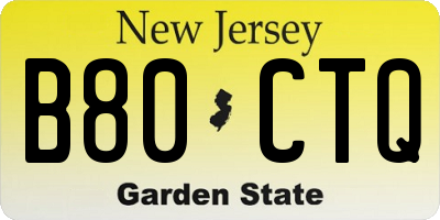 NJ license plate B80CTQ