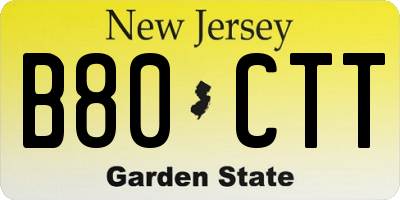 NJ license plate B80CTT