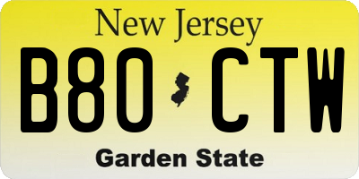 NJ license plate B80CTW
