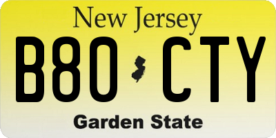 NJ license plate B80CTY