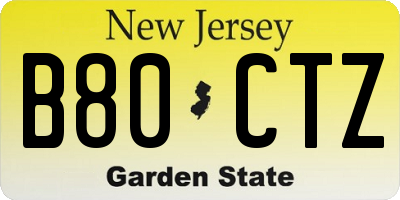 NJ license plate B80CTZ