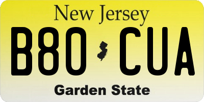 NJ license plate B80CUA