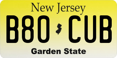 NJ license plate B80CUB