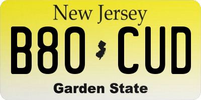 NJ license plate B80CUD