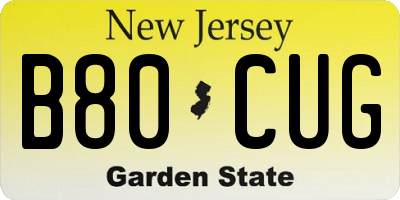 NJ license plate B80CUG