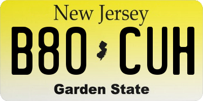 NJ license plate B80CUH