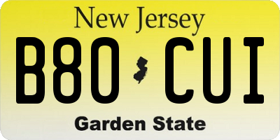 NJ license plate B80CUI