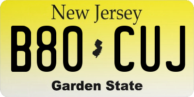 NJ license plate B80CUJ