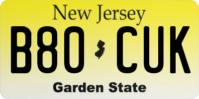 NJ license plate B80CUK