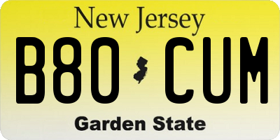 NJ license plate B80CUM