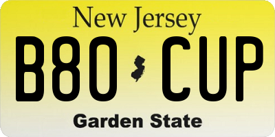 NJ license plate B80CUP