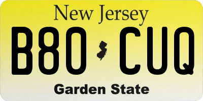 NJ license plate B80CUQ