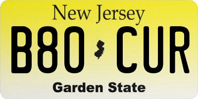 NJ license plate B80CUR