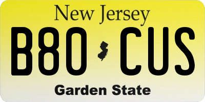 NJ license plate B80CUS
