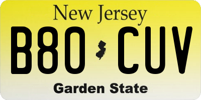 NJ license plate B80CUV