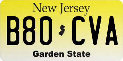 NJ license plate B80CVA