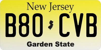 NJ license plate B80CVB
