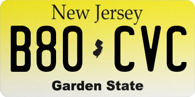 NJ license plate B80CVC