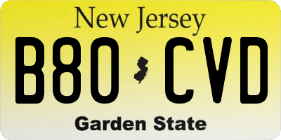 NJ license plate B80CVD