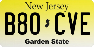 NJ license plate B80CVE