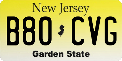 NJ license plate B80CVG