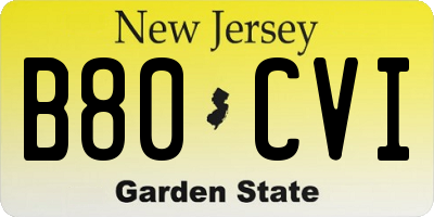 NJ license plate B80CVI