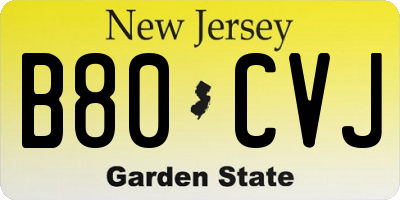 NJ license plate B80CVJ