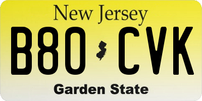 NJ license plate B80CVK