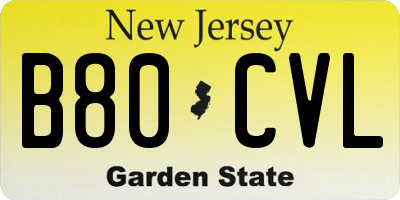 NJ license plate B80CVL