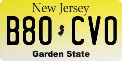NJ license plate B80CVO