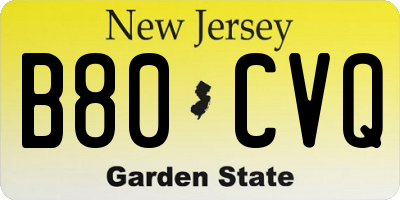 NJ license plate B80CVQ