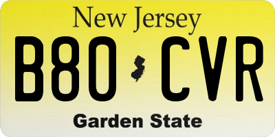 NJ license plate B80CVR
