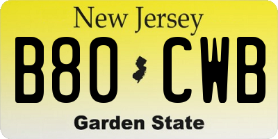 NJ license plate B80CWB