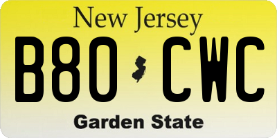 NJ license plate B80CWC