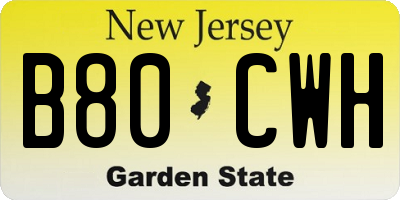 NJ license plate B80CWH