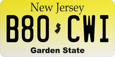 NJ license plate B80CWI