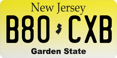 NJ license plate B80CXB