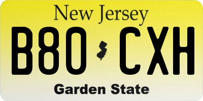 NJ license plate B80CXH