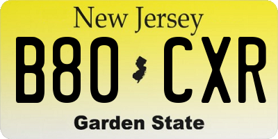 NJ license plate B80CXR