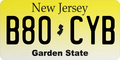 NJ license plate B80CYB