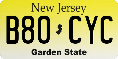 NJ license plate B80CYC